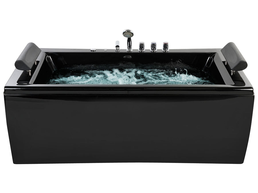 Whirlpool Bath with LED 1720 x 830 mm Black Montego