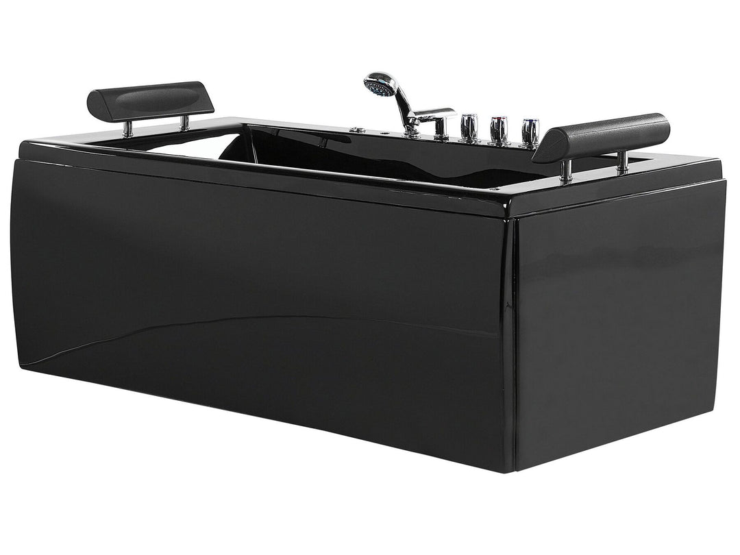 Whirlpool Bath with LED 1720 x 830 mm Black Montego