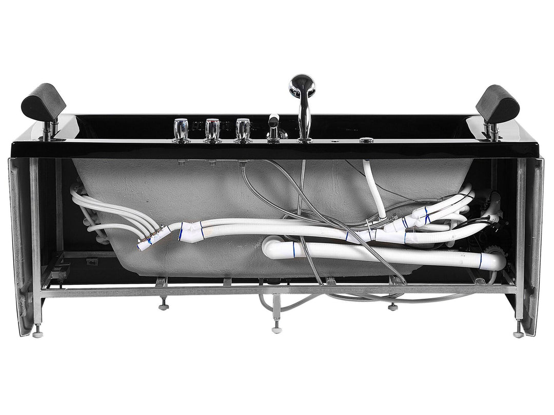 Whirlpool Bath with LED 1720 x 830 mm Black Montego