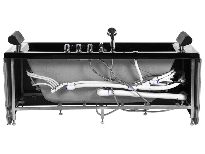 Whirlpool Bath with LED 1720 x 830 mm Black Montego
