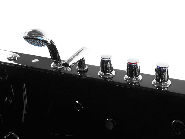 Whirlpool Bath with LED 1720 x 830 mm Black Montego
