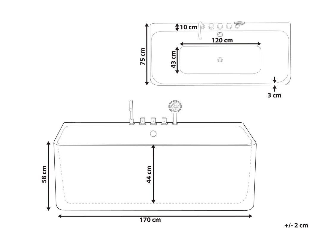 Bath 1700 x 750 mm White Quatre