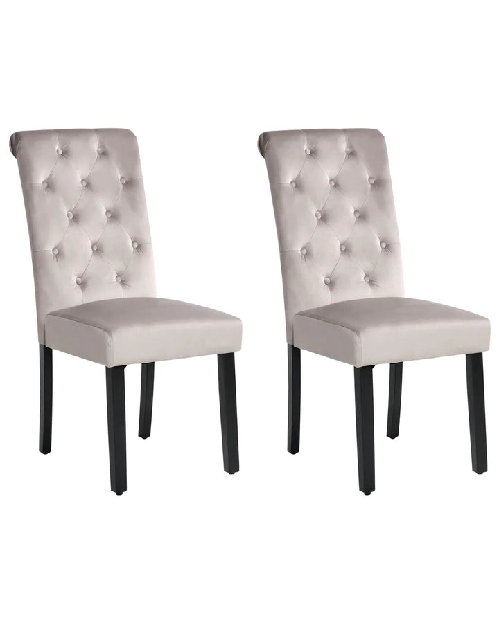 Set of 2 Dining Chairs Velvet Grey Lisa
