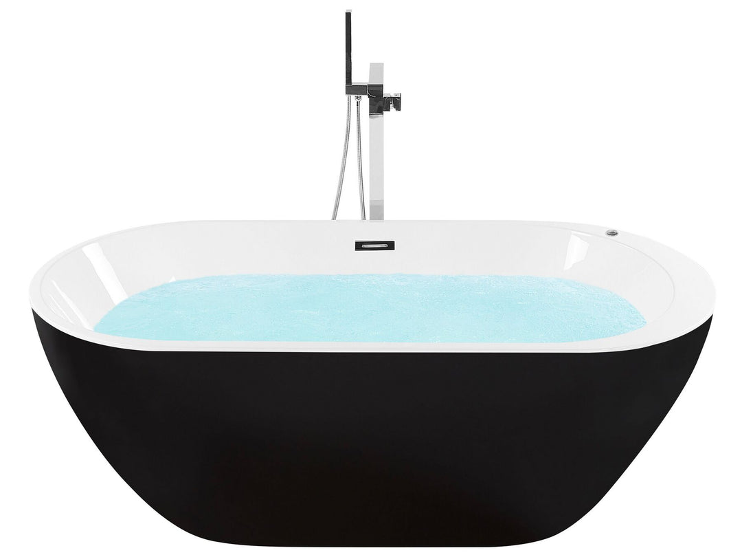 Freestanding Whirlpool Bath with LED 1700 x 800 mm Black Nevis