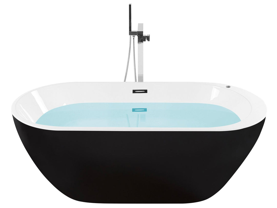 Freestanding Whirlpool Bath with LED 1700 x 800 mm Black Nevis