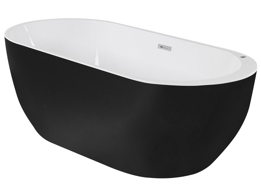 Freestanding Whirlpool Bath with LED 1700 x 800 mm Black Nevis