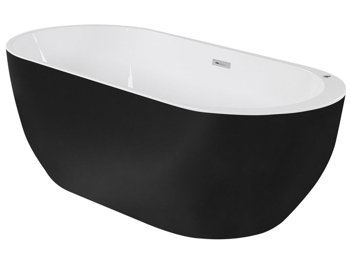 Freestanding Whirlpool Bath with LED 1700 x 800 mm Black Nevis
