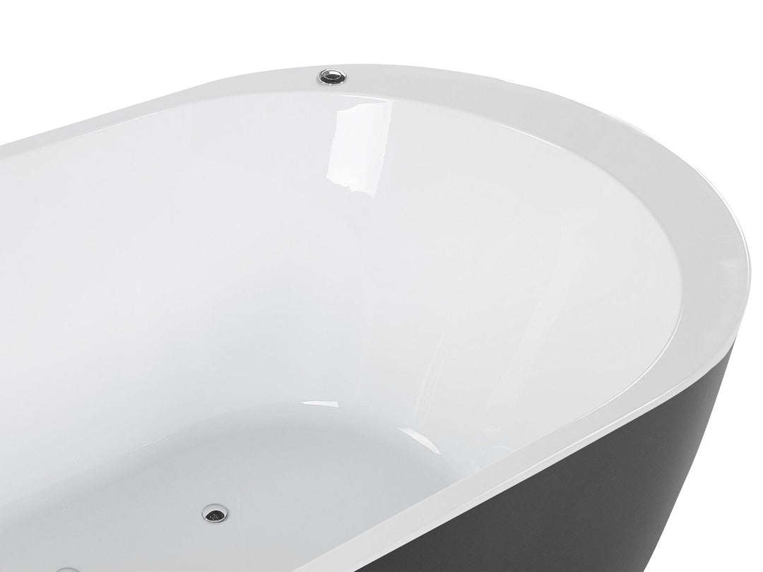 Freestanding Whirlpool Bath with LED 1700 x 800 mm Black Nevis