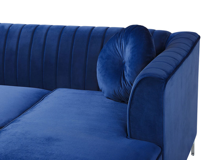 Timra Left Hand Velvet Corner Sofa Navy Blue