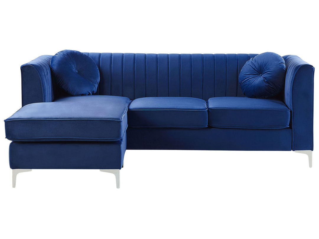 Timra Right Hand Velvet Corner Sofa Navy Blue 