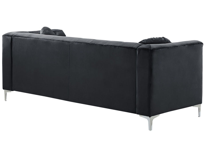 Flen Left Hand Velvet Corner Sofa Black