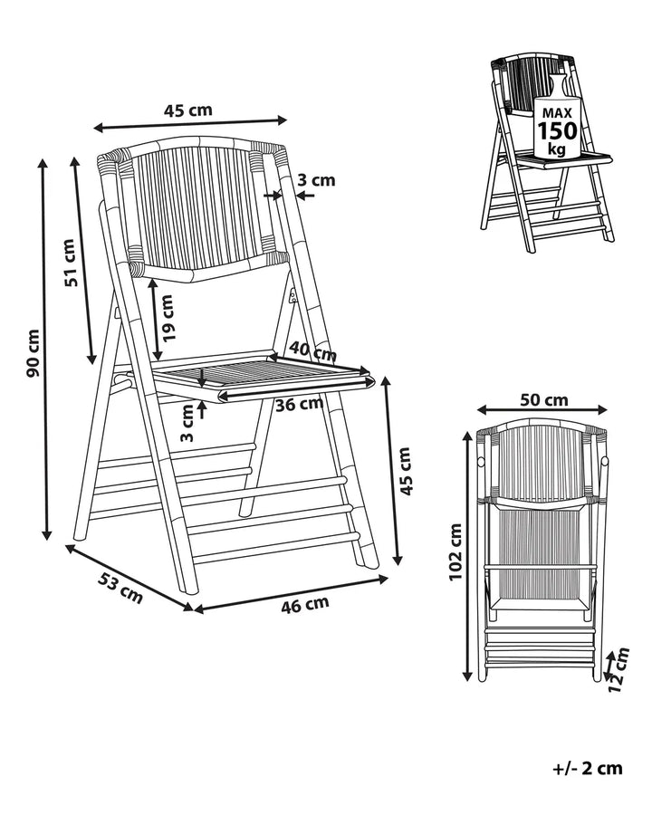 Set of 4 Dining Chairs Folding Bamboo Natural Brey