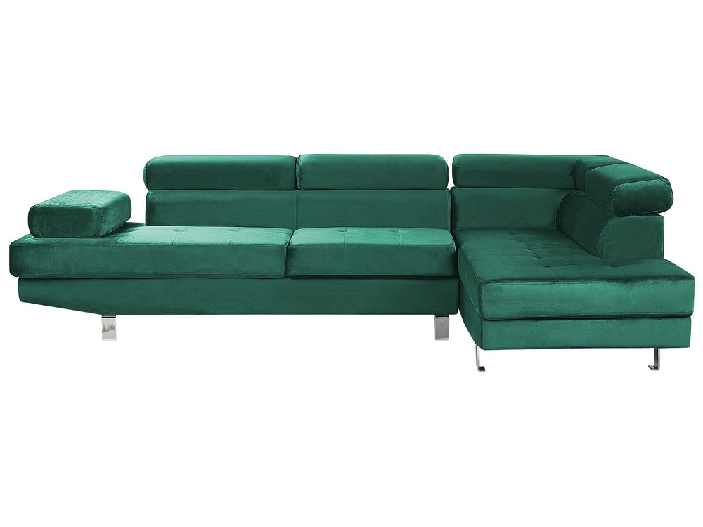Norrea Left Hand Corner Velvet Sofa Green