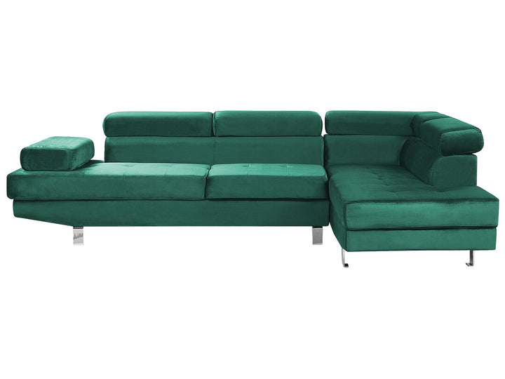 Norrea Left Hand Corner Velvet Sofa Green
