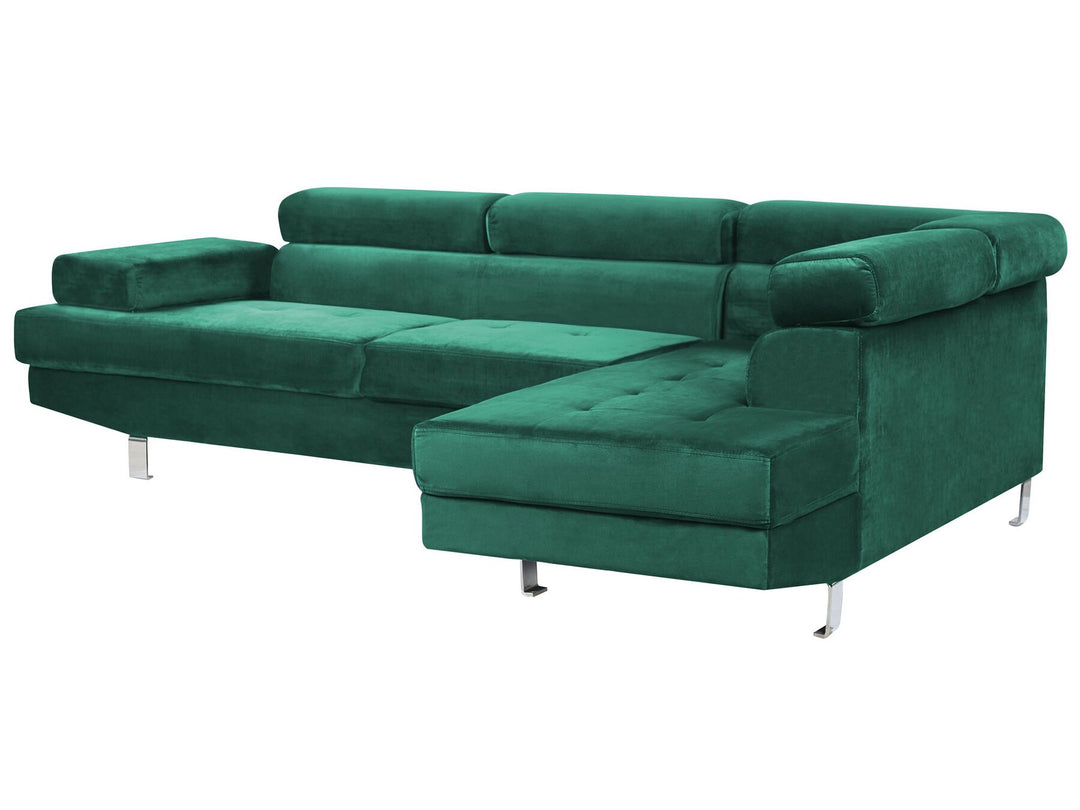 Norrea Left Hand Corner Velvet Sofa Green