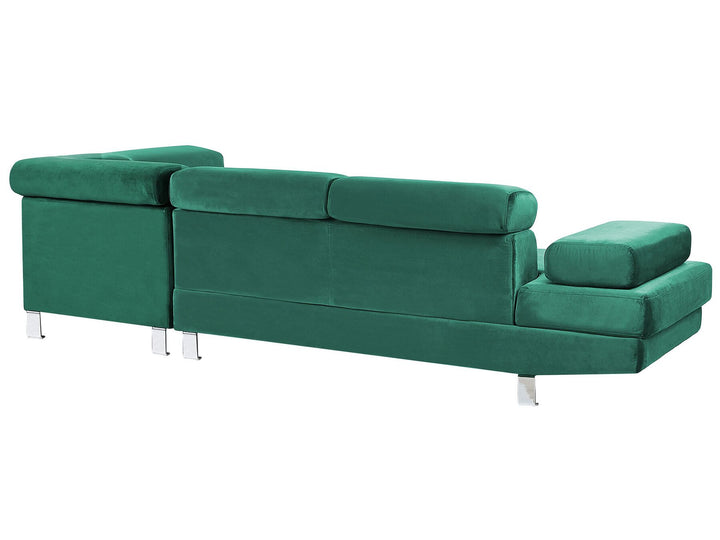 Norrea Left Hand Corner Velvet Sofa Green