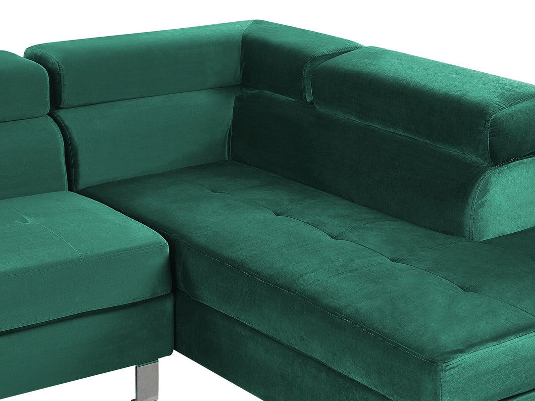 Norrea Left Hand Corner Velvet Sofa Green