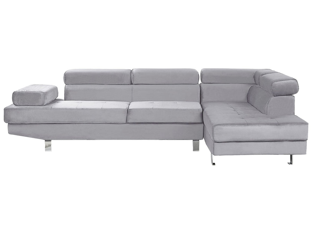 Norrea Left Hand Corner Velvet Sofa Grey