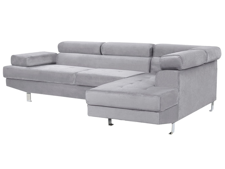 Norrea Left Hand Corner Velvet Sofa Grey
