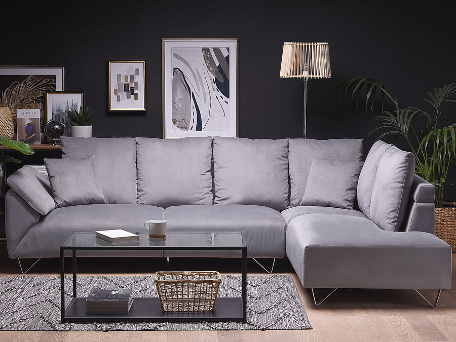Lunner Left Hand Corduroy Corner Sofa Grey