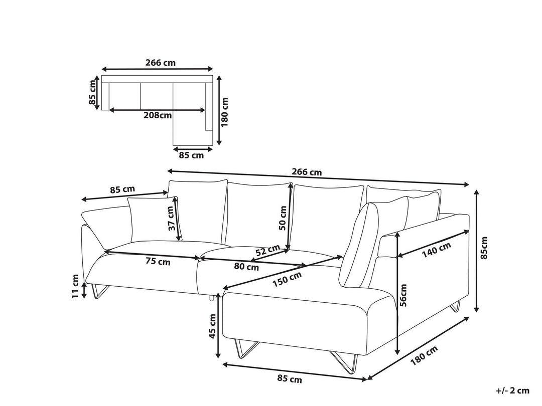 Lunner Left Hand Corduroy Corner Sofa Grey