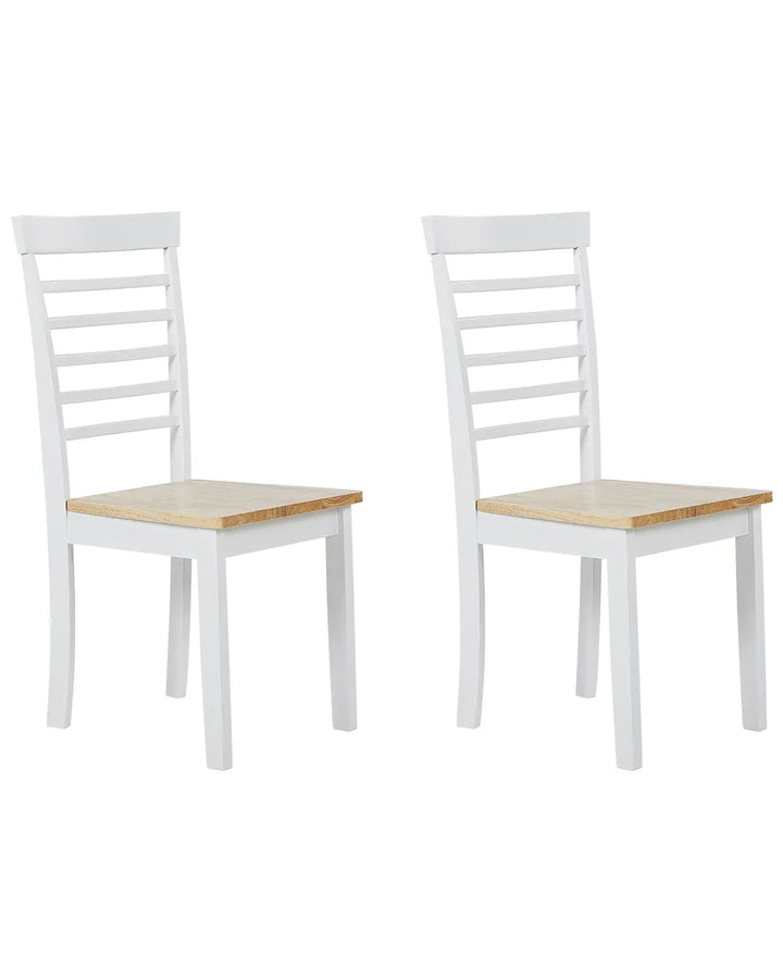 Set of 2 Dining Chairs Wood White Seo