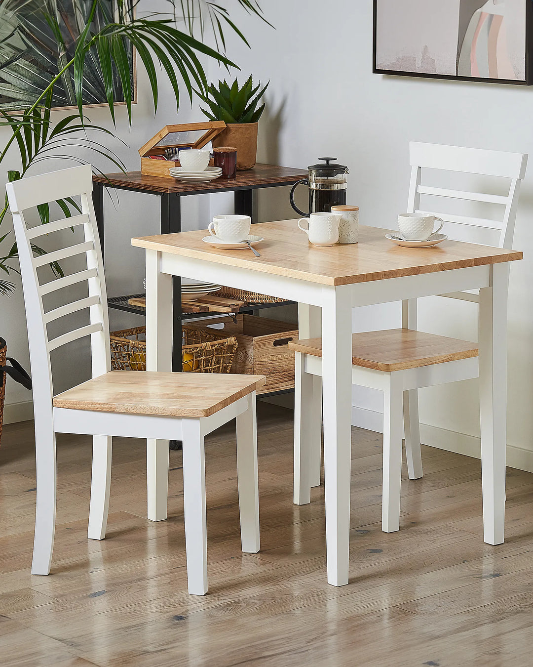 Set of 2 Dining Chairs Wood White Seo