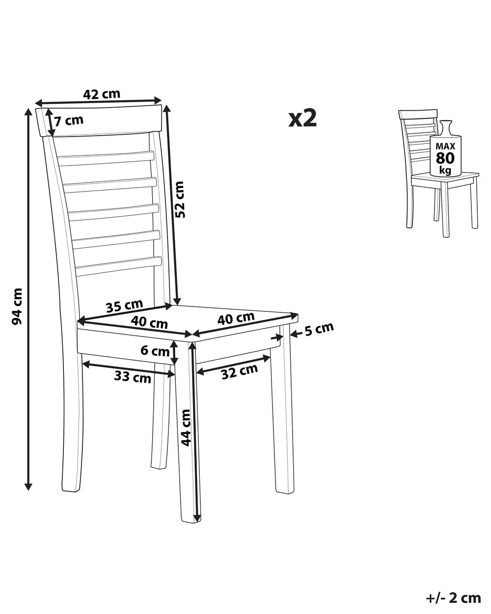 Set of 2 Dining Chairs Wood White Seo