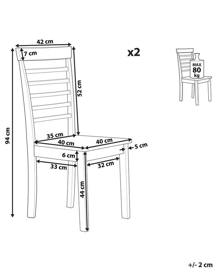 Set of 2 Dining Chairs Wood White Seo