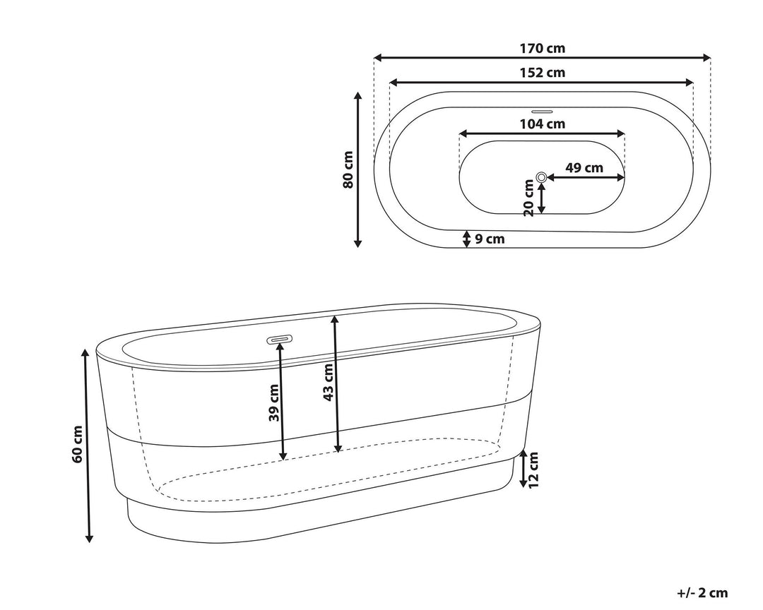 Freestanding Bath 1700 x 800 mm White Empresa