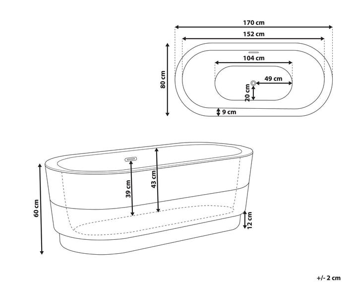 Freestanding Bath 1700 x 800 mm White Empresa