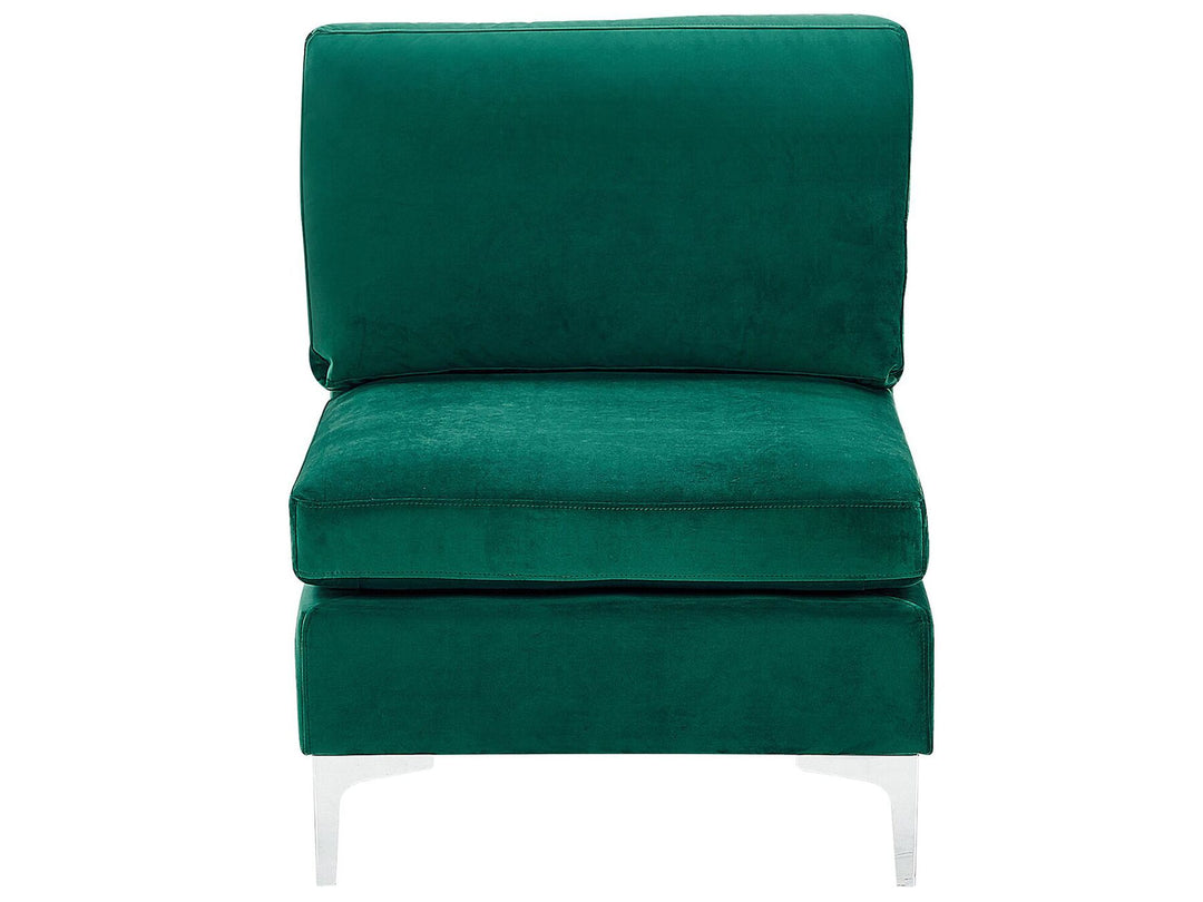 Evja Left Hand 4 Seater Modular Velvet Corner Sofa with Ottoman Green