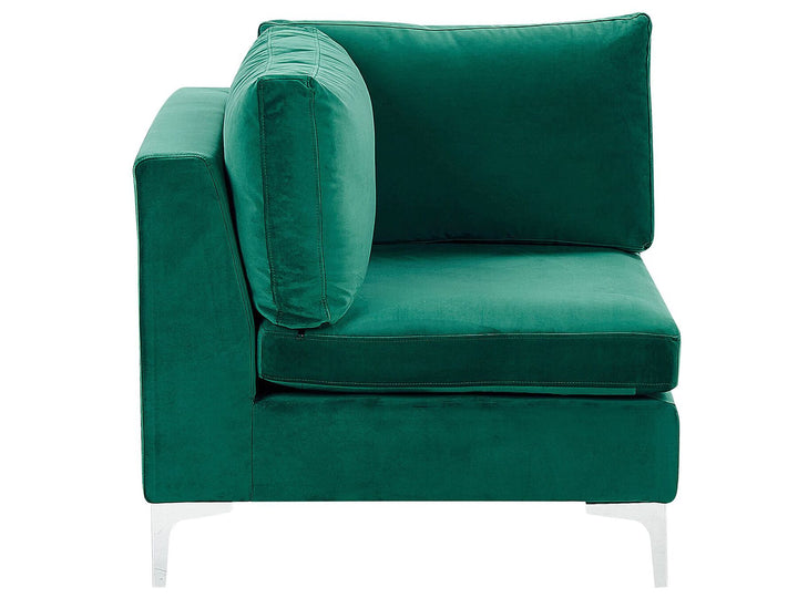 Evja Left Hand 4 Seater Modular Velvet Corner Sofa with Ottoman Green
