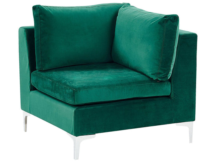 Evja Left Hand 4 Seater Modular Velvet Corner Sofa with Ottoman Green
