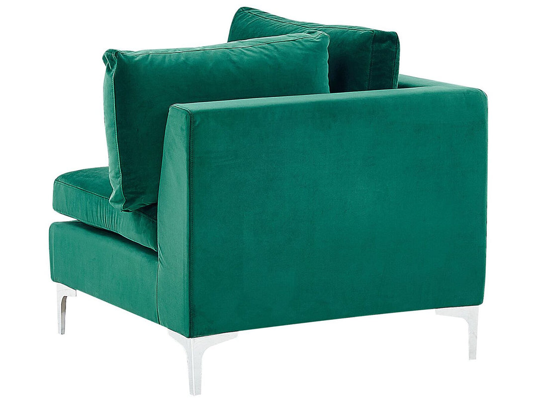 Evja Left Hand 4 Seater Modular Velvet Corner Sofa with Ottoman Green