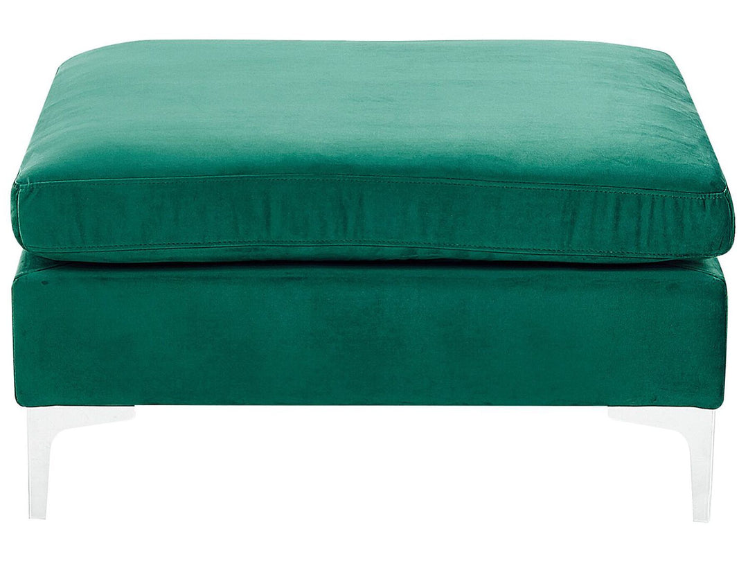 Evja Left Hand 4 Seater Modular Velvet Corner Sofa with Ottoman Green