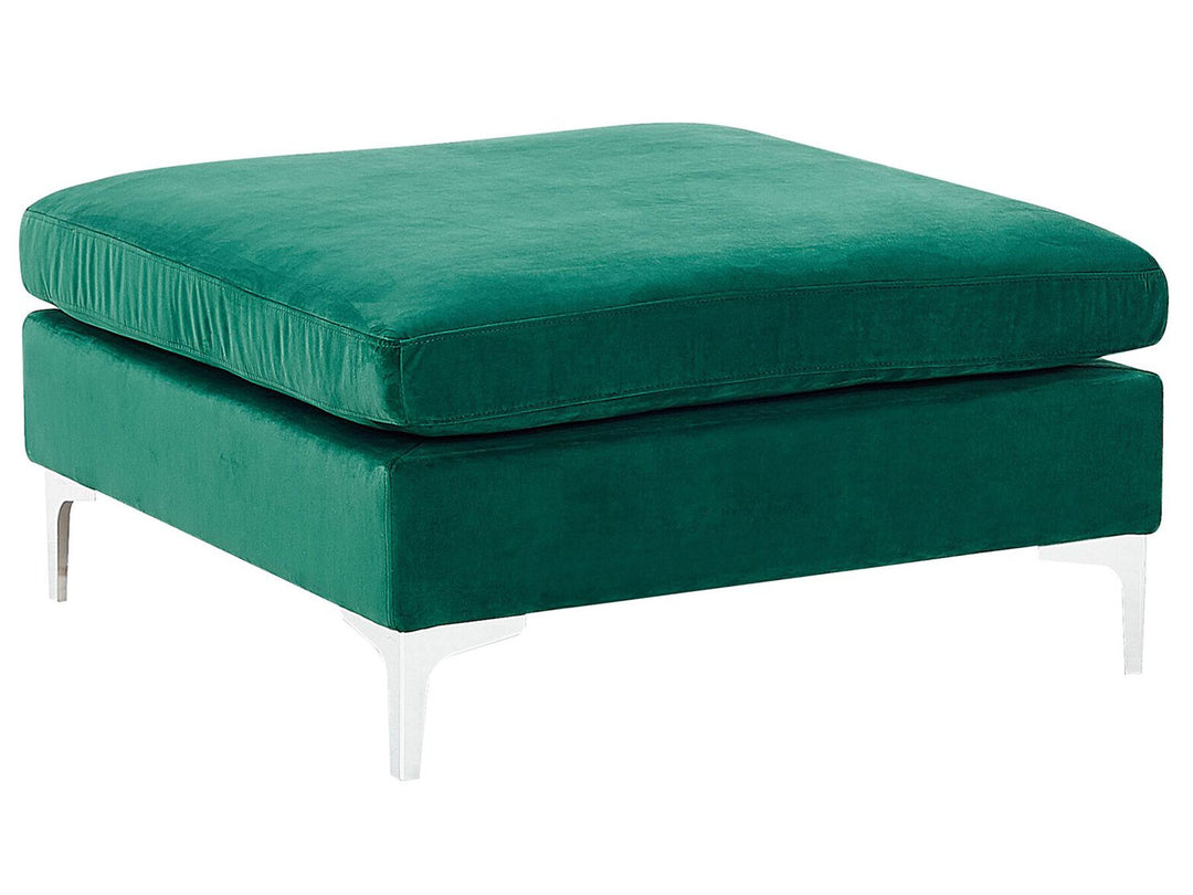 Evja Left Hand 4 Seater Modular Velvet Corner Sofa with Ottoman Green