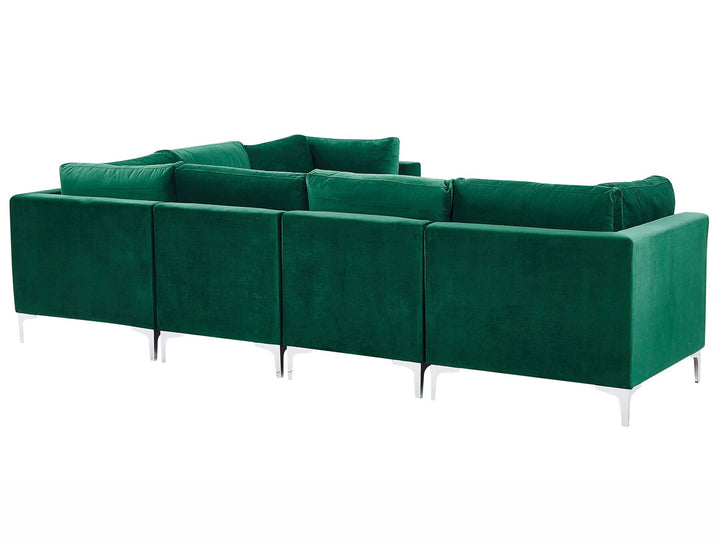 Evja Left Hand 6 Seater Modular Velvet Corner Sofa Green
