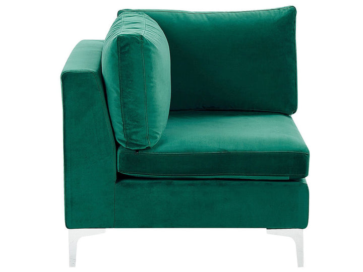 Evja Left Hand 6 Seater Modular Velvet Corner Sofa Green