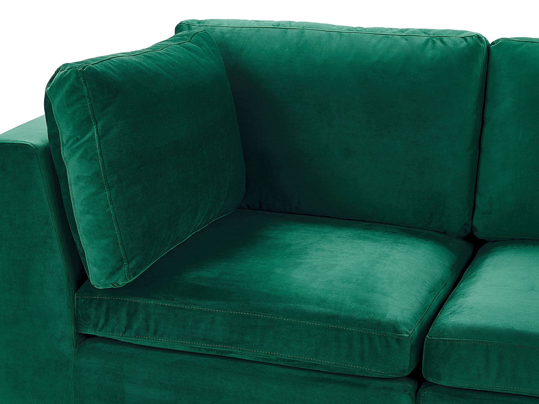 Evja Left Hand 6 Seater Modular Velvet Corner Sofa Green