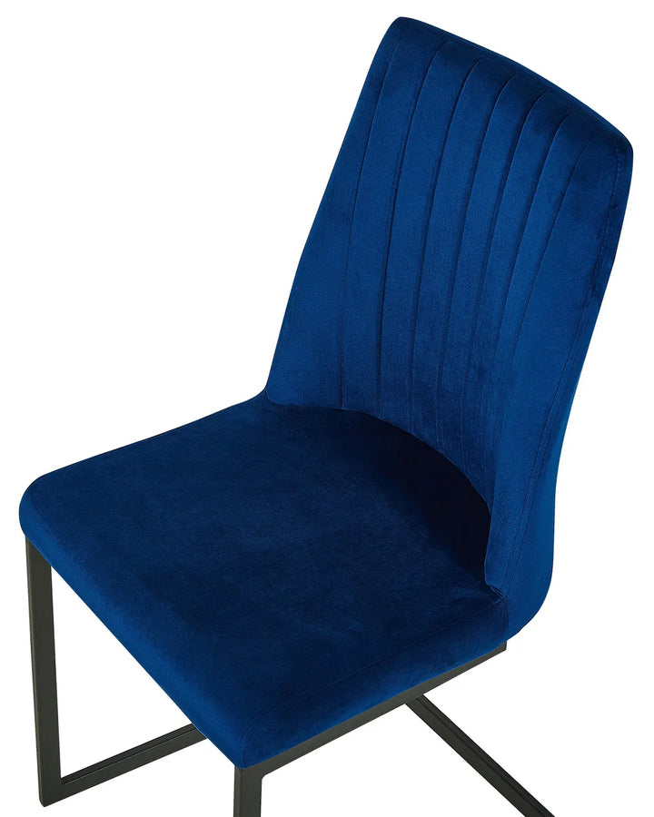 Set of 2 Dining Chairs Velvet Navy Blue Coney