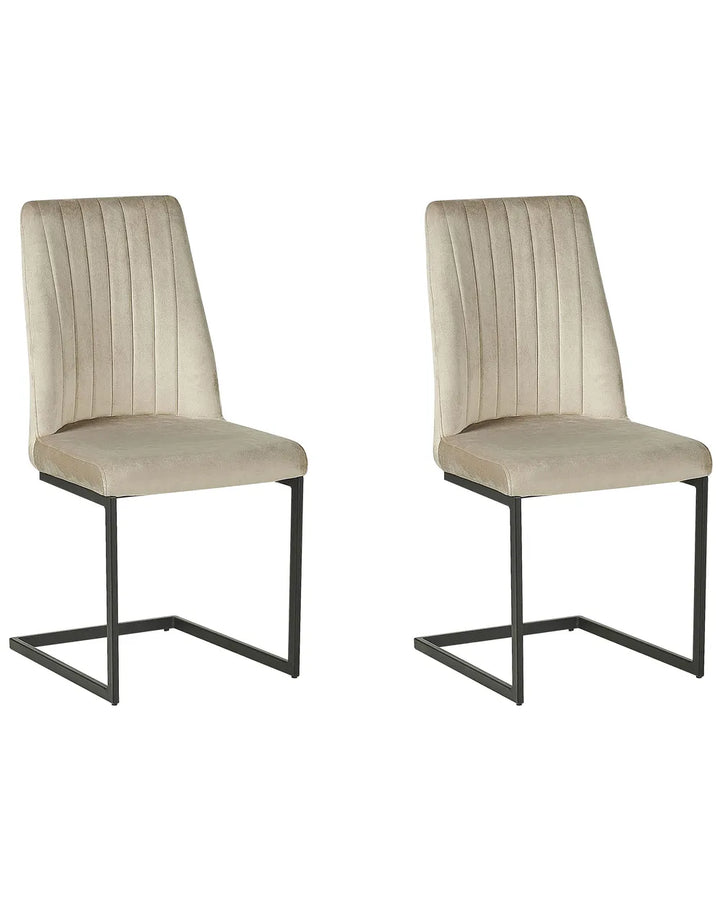 Set of 2 Dining Chairs Velvet Taupe Coney