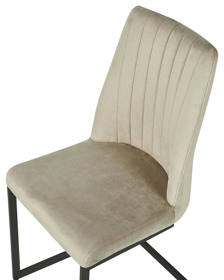 Set of 2 Dining Chairs Velvet Taupe Coney