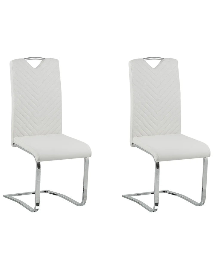 Set of 2 Dining Chairs Faux Leather Off-White Henry