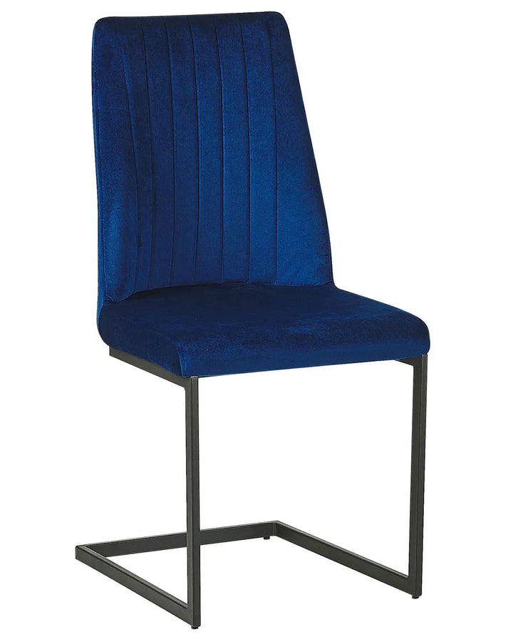Set of 2 Dining Chairs Velvet Navy Blue Coney