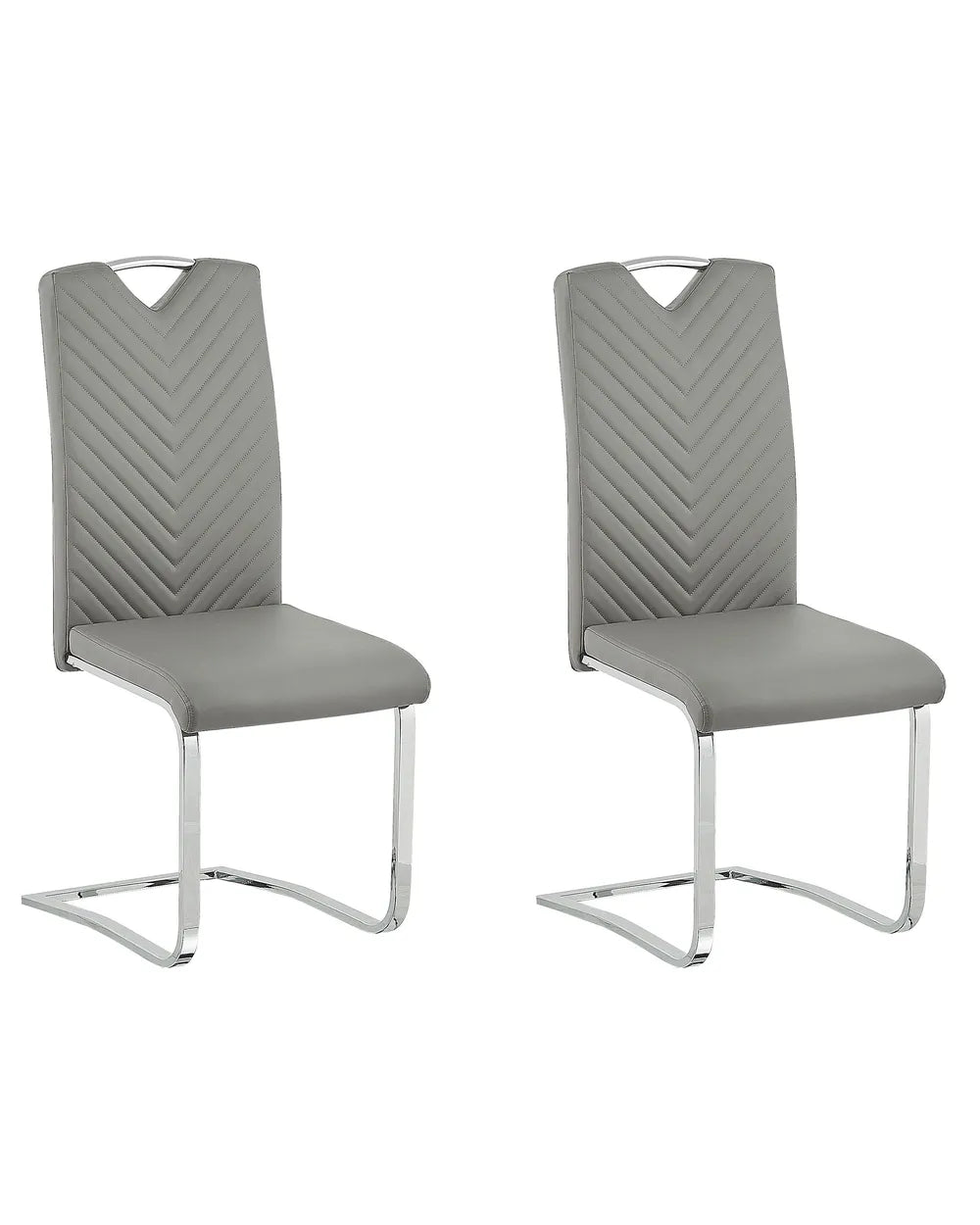 Set of 2 Dining Chairs Faux Leather Light Grey Henry