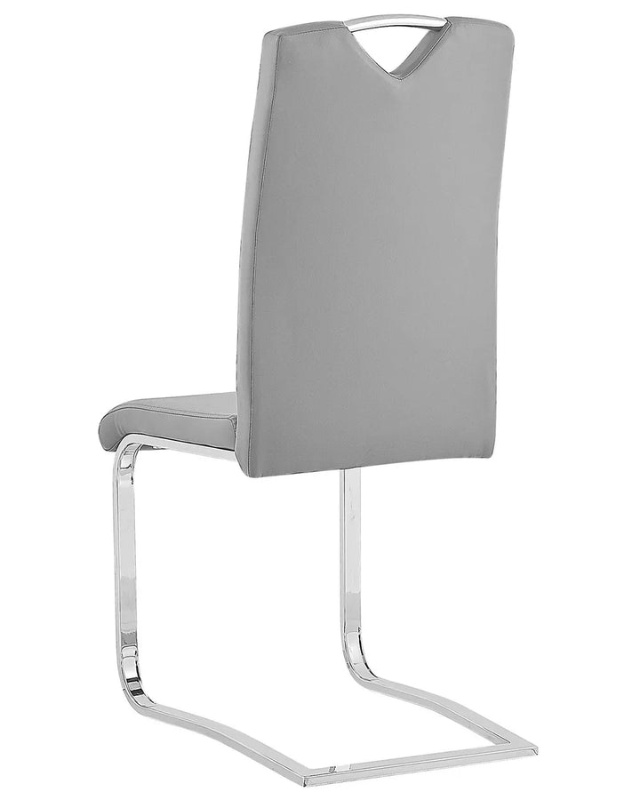 Set of 2 Dining Chairs Faux Leather Light Grey Henry
