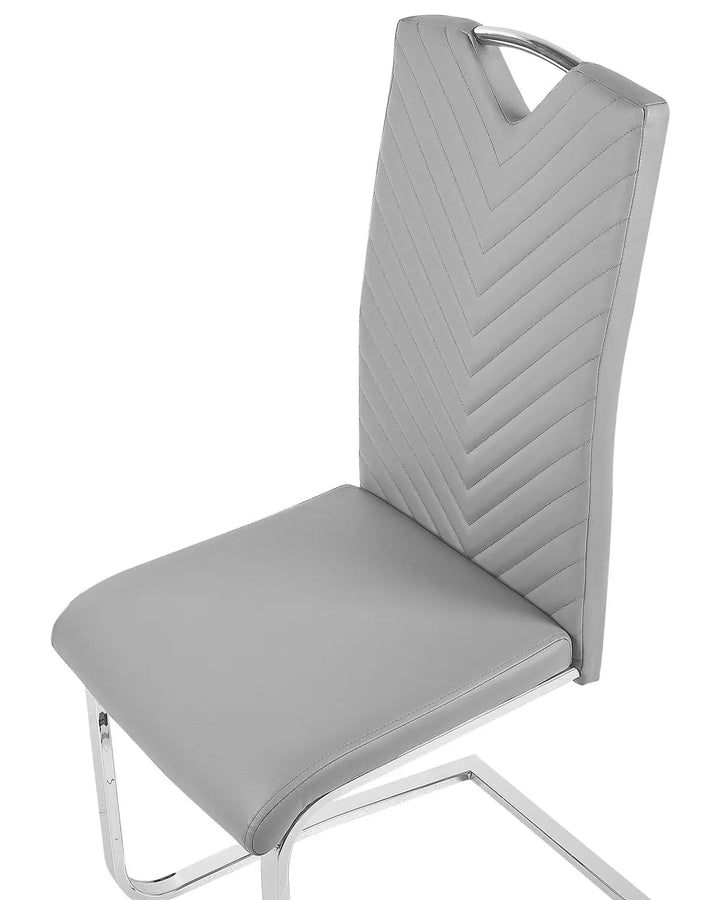 Set of 2 Dining Chairs Faux Leather Light Grey Henry