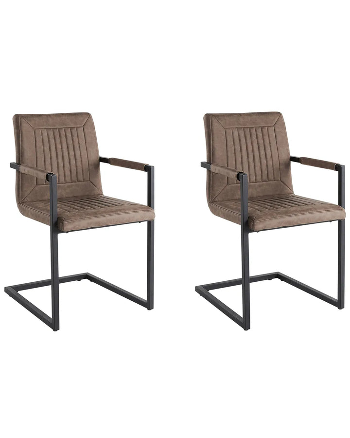 Set of 2 Conference Chairs Faux Leather Brown Tyler