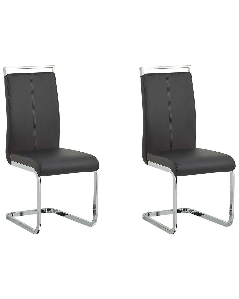 Set of 2 Dining Chairs Faux Leather Black Ethan